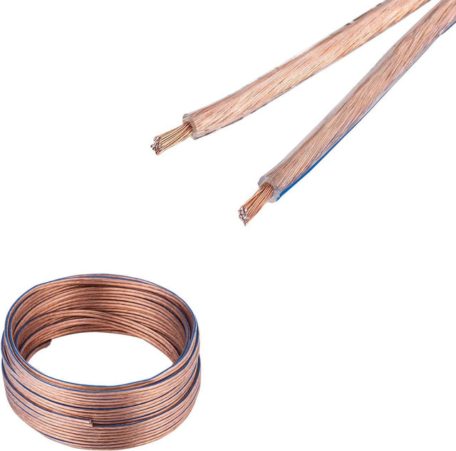 Front. Cables Direct Online - 14/2 50ft Speaker Wire CCA (Copper-Clad Aluminum) 14AWG 2-Conductor Cable Home Theater Surround Sound Audio Wire Clear - Transparent.