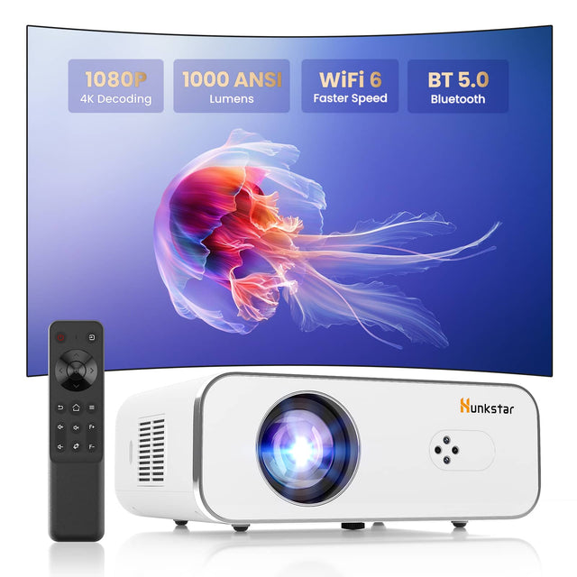 1080P 4K Decoding 1000 ANSI Lumens WiFi 6 Faster Speed BT 5.0 Bluetooth