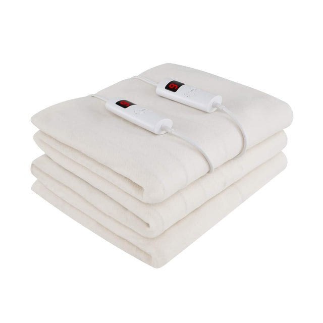 Front. Costway - 80" x 60" Heated Mattress Pad Queen Size Machine Washable Electric Bed Warmer - White.