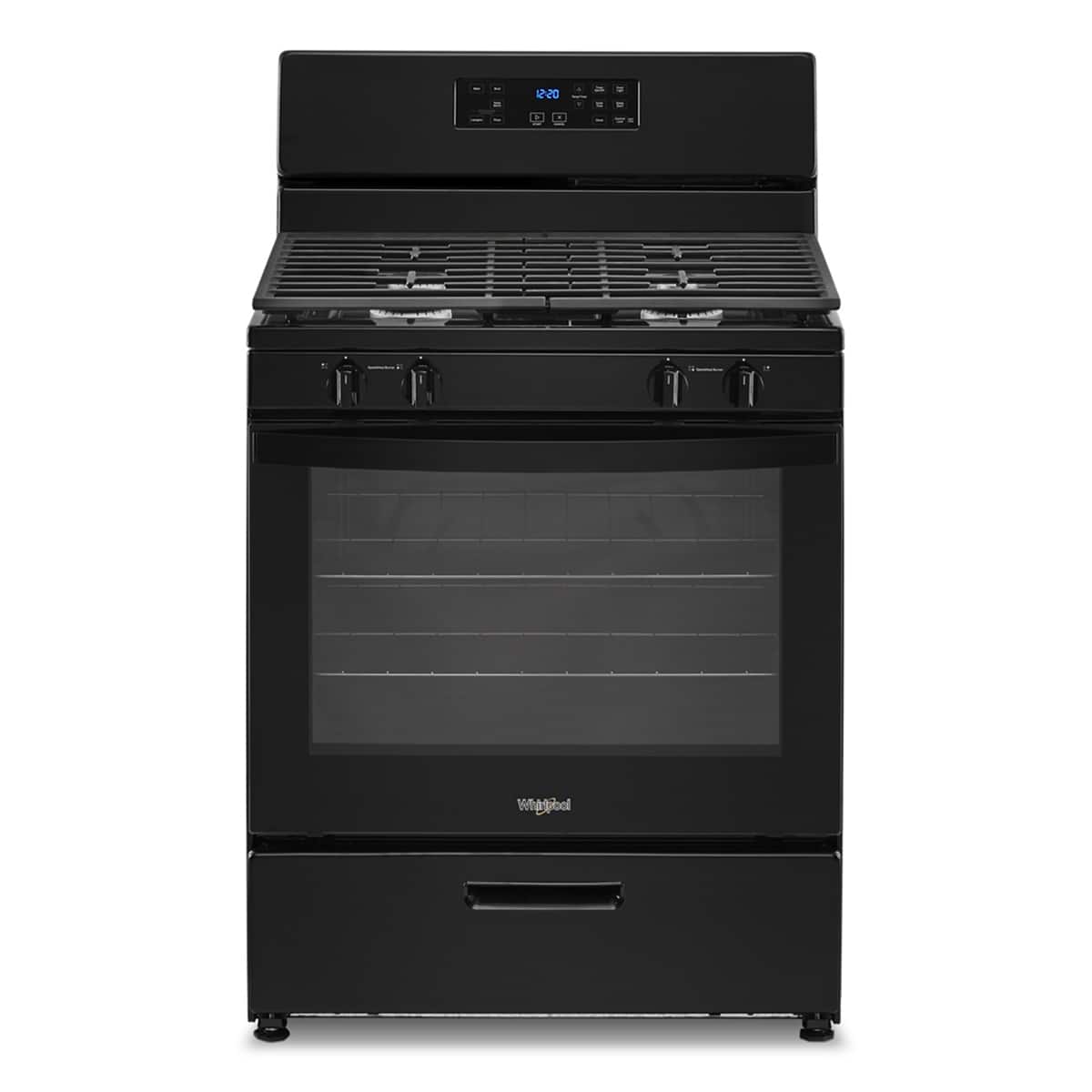 Whirlpool - 30 in. Wide 4 burners 5.1 cu. ft. Freestanding Gas Range with Broiler Drawer - Black