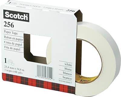 Scotch 256 Paper Tape  
Ruban en papier  
Cinta de papel  
Fita de papel  

1 in x 25.4 mm x 54.8 m  
1 in/po x 60 yd/v  

White  
Blanc  
Blanco  
Branco  

70-0160  
0690-7