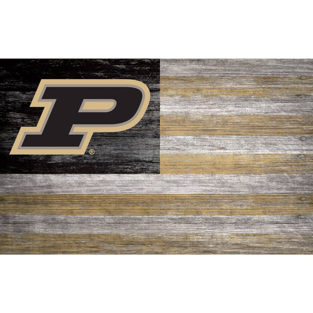 Front. Fan Creations - Purdue Boilermakers 11'' x 19'' Distressed Flag Sign - Multicolor.