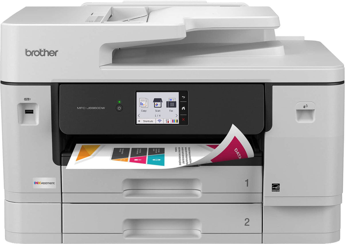 Brother - INKvestment 6960 Wireless Color All-in-One Inkjet Printer with 11”x17” capabilities/2 Paper Trays (MFCJ6960DW) - Gray