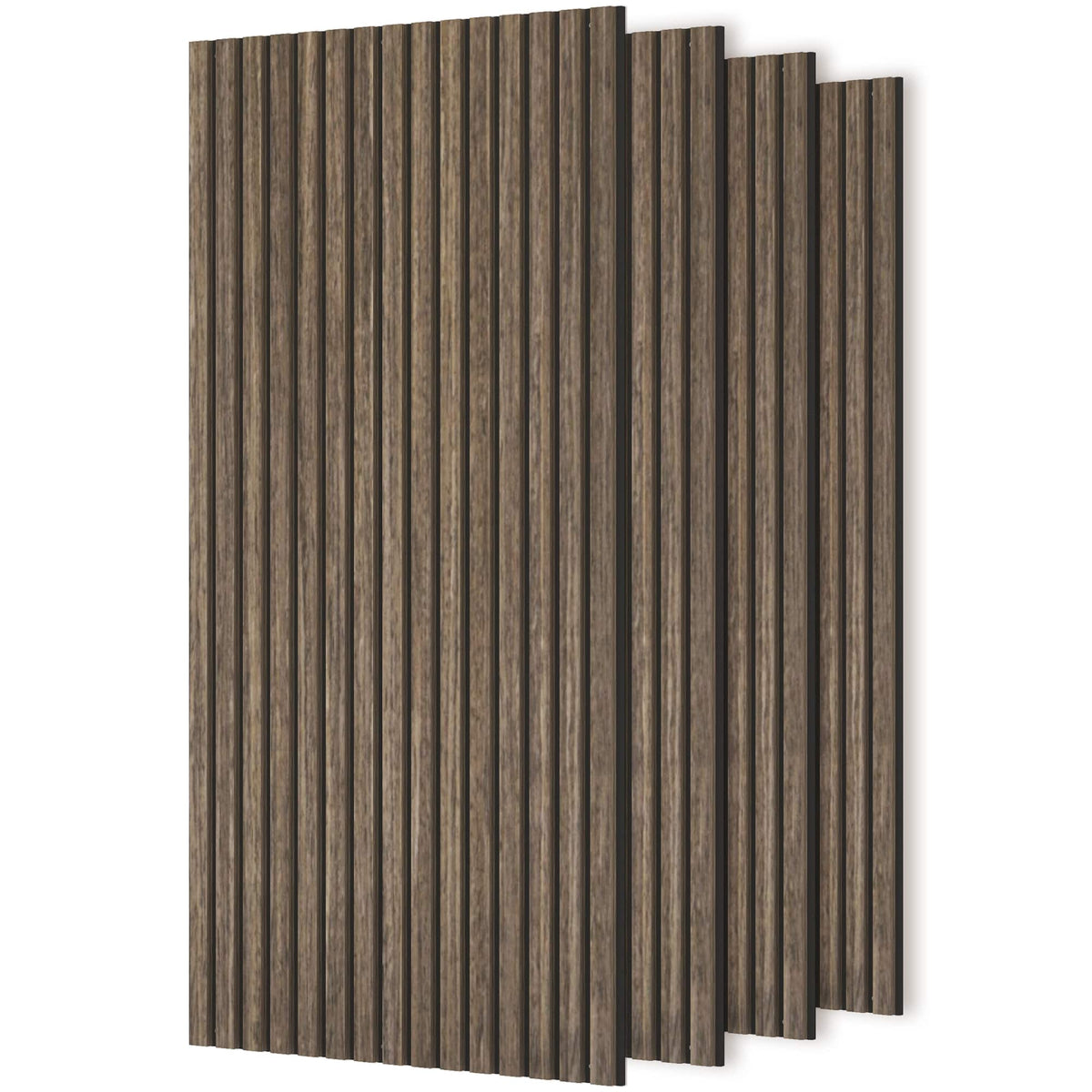 Homcom - x 24" Wood Panels for Wall, 4 Pack Acoustic Panels, Sound Absorbing Slat Wall for Wall Decor - Walnut