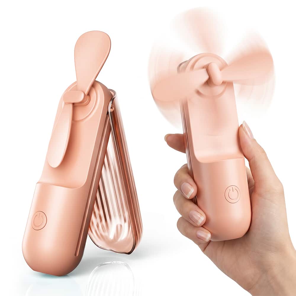 COWIN - Mini Portable Fan Handheld Folding Lightweight Travel Summer - Pink