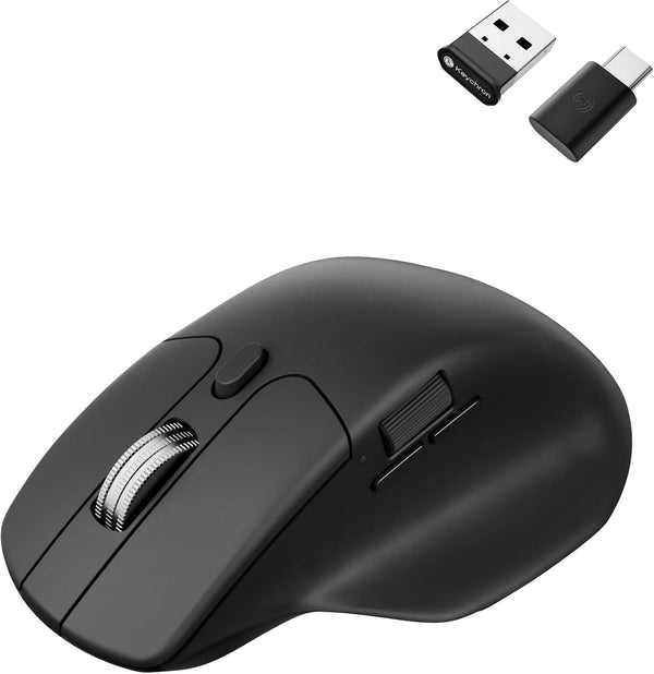 Keychron - M6 Ergonomic Wired & Wireless Laser Mouse w/ Macro Button & Fast-Scrolling Metal Wheel, For Windows PC & Mac - Wired - Black