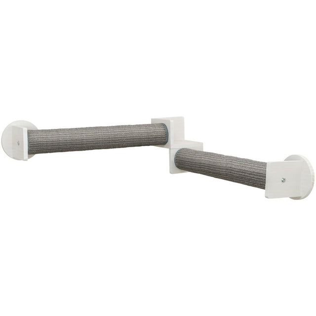 Front. TRIXIE - Wall Set 5 Wall Mounted Cat Perch System with 2 Scratching Posts for Corners - White/Gray.