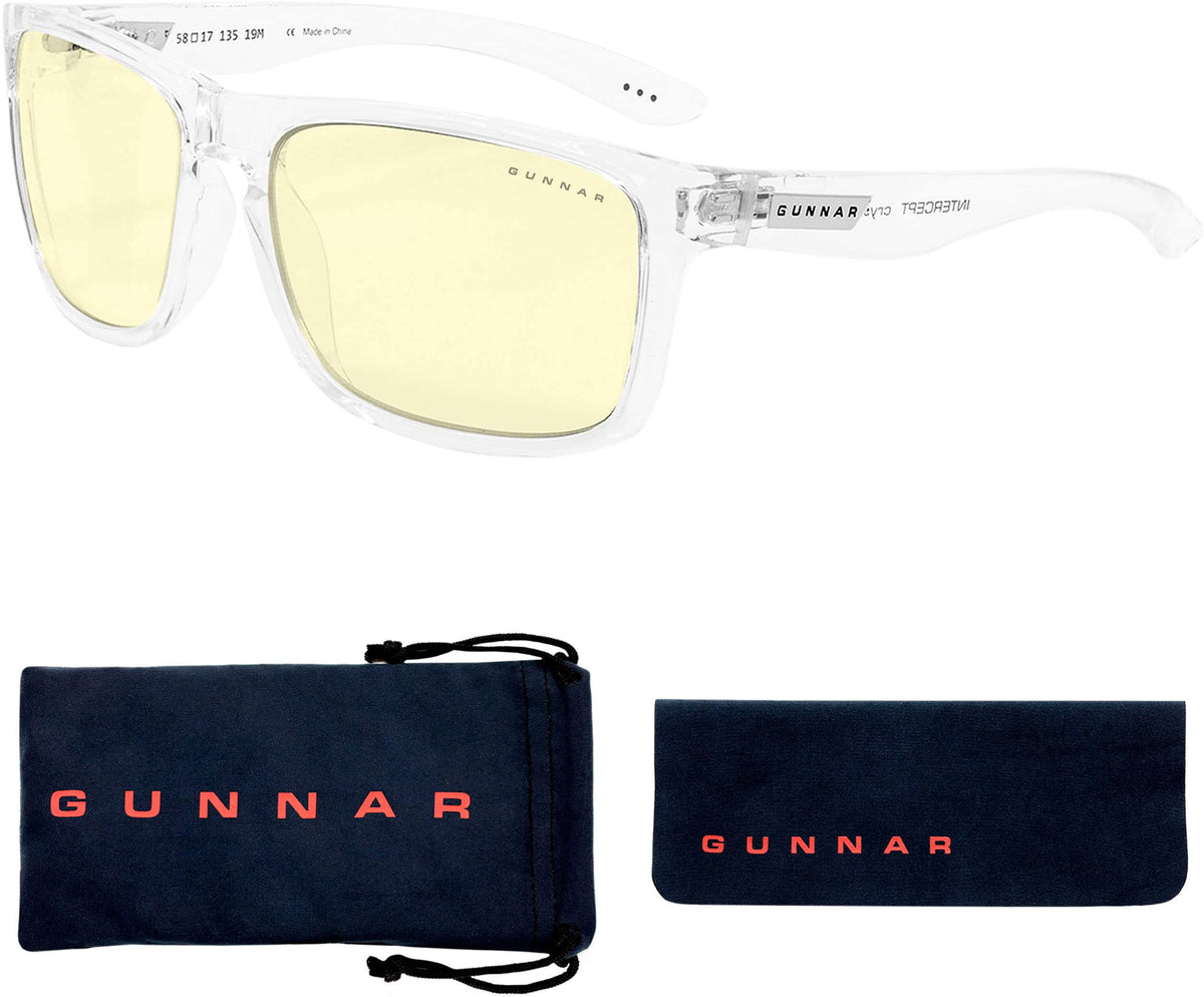 GUNNAR - Intercept Computer Glasses with Blue Light Reduction , Amber Lenses - Crystal