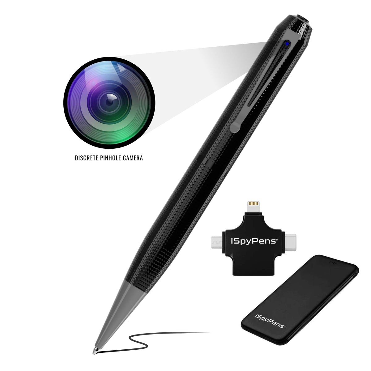 iSpyPens - iSpyPen Pro X 128GB Professional Grade Spy Pen Camera with Plug & Play Adapter and Portable Battery - Space Gray