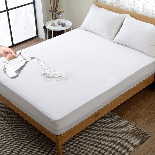 Front. Cheer Collection - Waterproof Mattress Protector for Incontinence - Noiseless Breathable Stretch Mattress Cover (Queen Size - 60" x 80") - White.