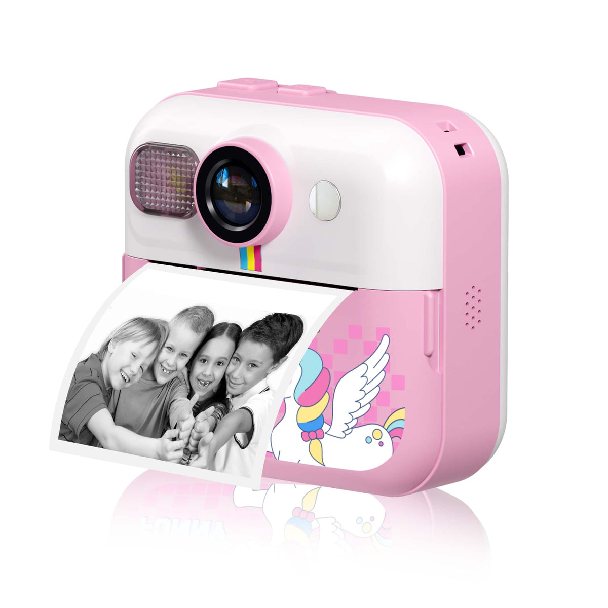 Contixo - Kids Instant Print Camera, 1080P, 3 Paper Rolls, 32GB Card, 16X Zoom, Games & MP3, for Ages 3–12 - Pink
