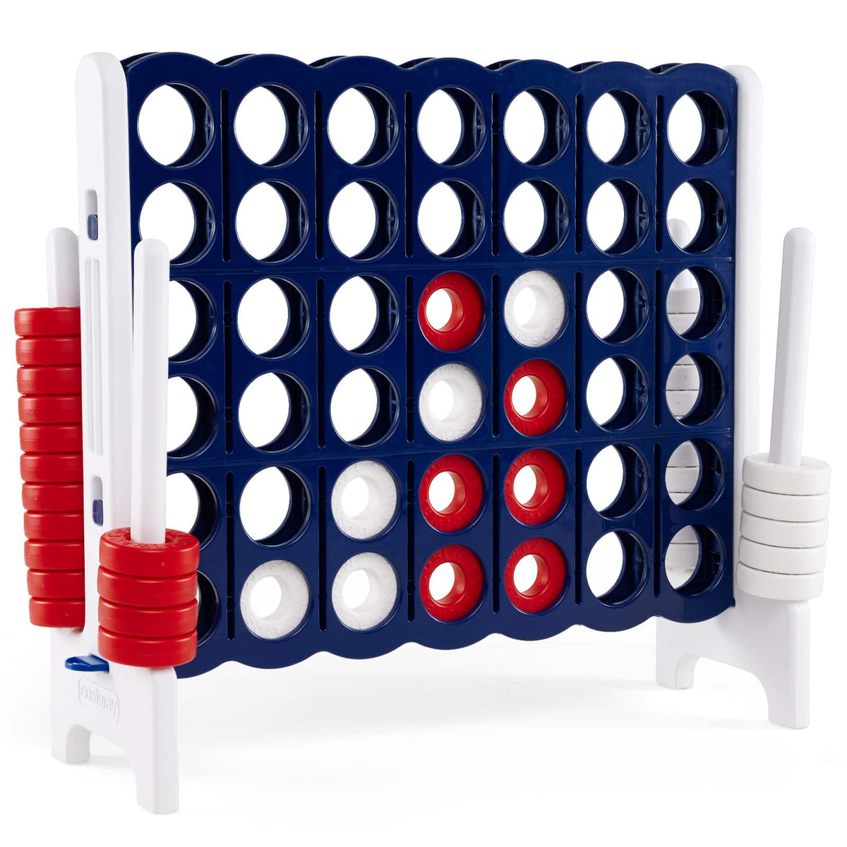 Costway - Jumbo 4-to-Score 4 in A Row Giant Game Set Indoor Outdoor Adults Kids Family Fun - Blue,White