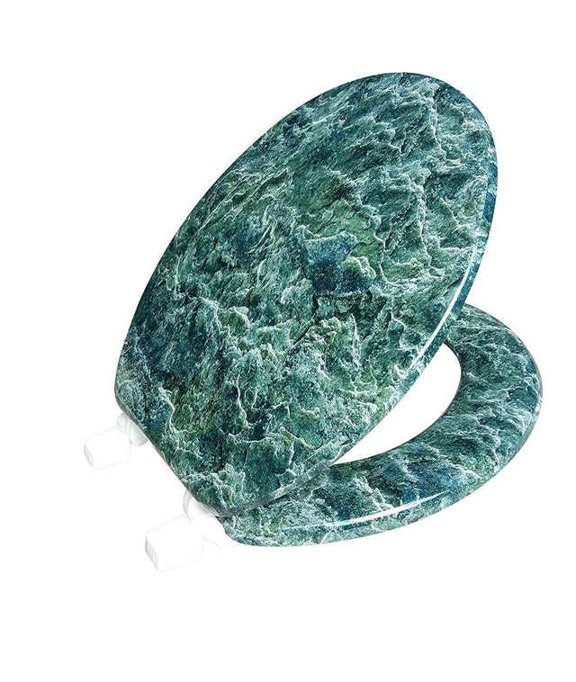 Front. J&V TEXTILES - Marble Round Toilet Seat - Jade.