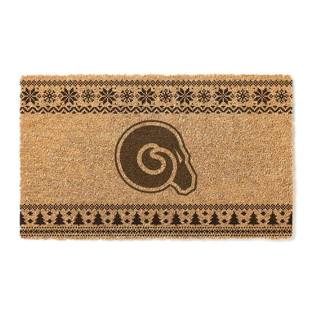 Front. Jardine - Albany State Golden Rams 18" x 30" Holiday Coir Doormat - Brown.
