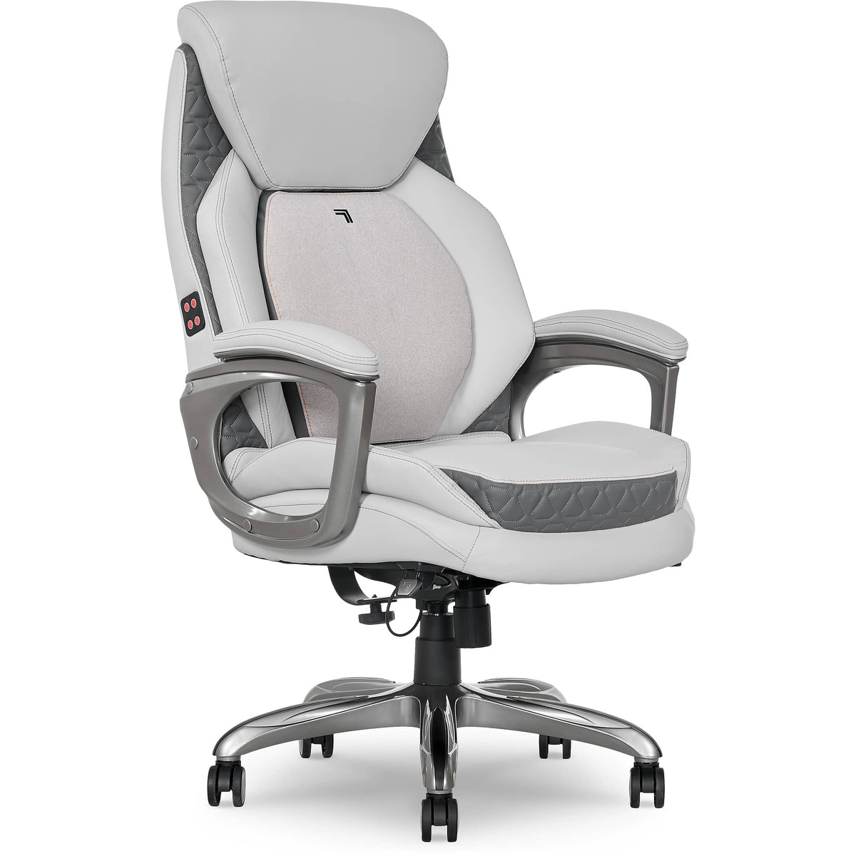 Sharper Image - S-600 Active Lumbar Heated Ergonomic Bonded Leather Swivel Executive Massage Chair, (60098-OWHT) - Off-White