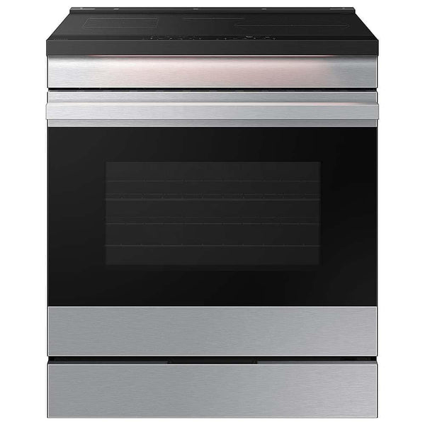 Samsung - 30 in. Wide 4 Burner Bespoke 6.3 Cu. Ft. Slide-In Electric Induction Range with Ambient Edge Lighting - Stainless Steel