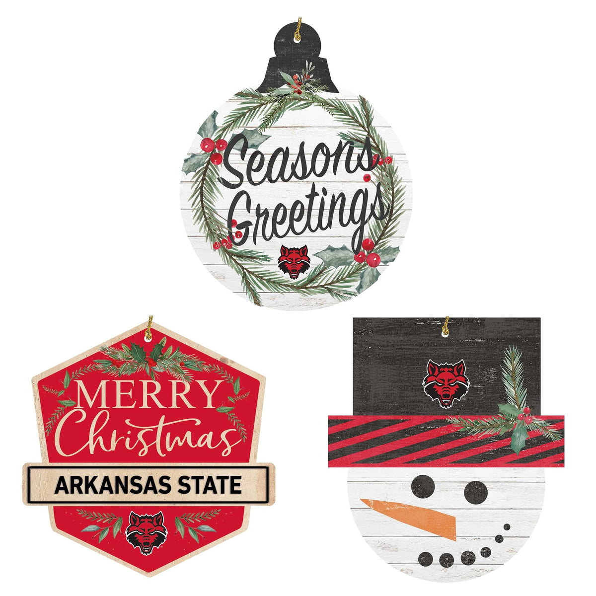 Jardine - Arkansas State Red Wolves Ornament Bundle - White
