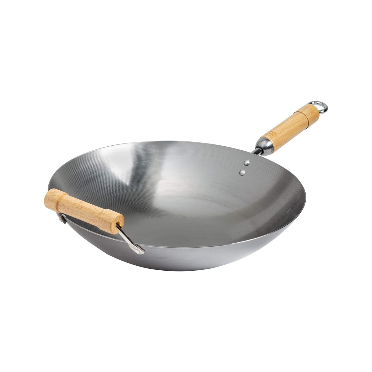 Escali - Joyce Chen Classic Series 14-Inch Round Bottom Carbon Steel Wok with Birch Handles - Silver