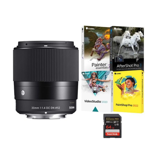 30mm 1:1.4 DC DN 52  
0123401  
SIGMA  
COREL  
AfterShot Pro 3 essentials  
VideoStudio 2020  
PaintShop Pro 2022  
SanDisk Extreme PRO 64 GB