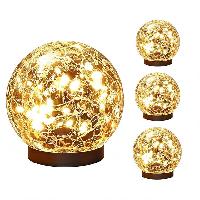 Front. COWIN - Solar Globe Lights 4 Pack Glass Ball Lights Outdoor Waterproof Solar Balls Lights - yellow.