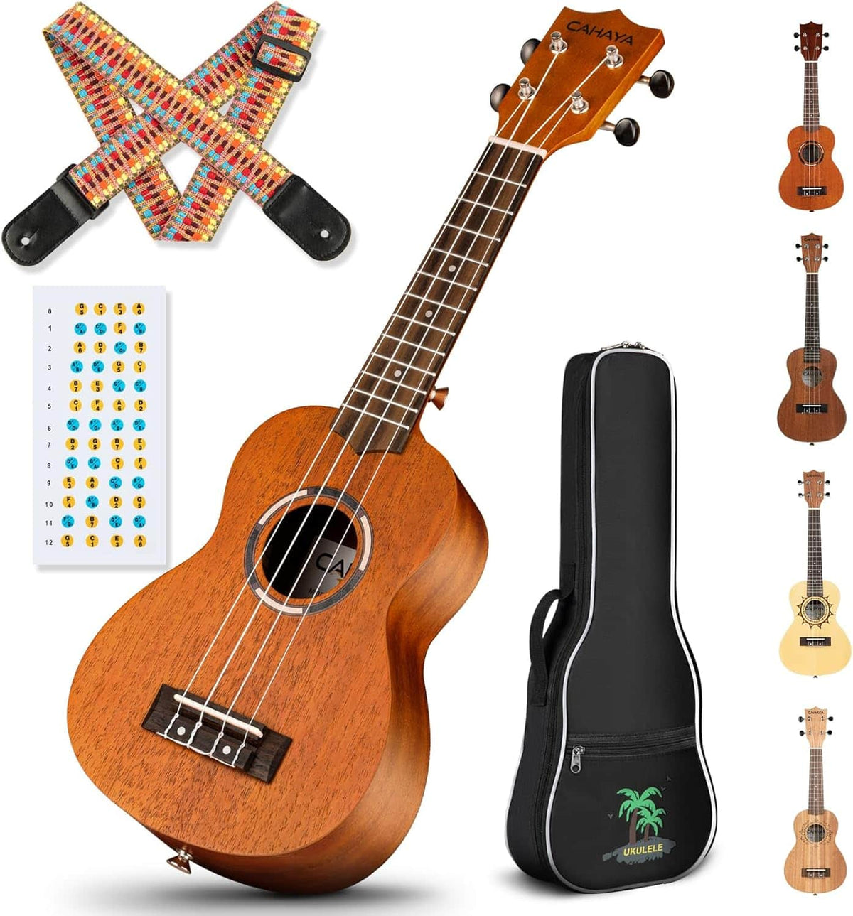 CAHAYA - Concert Ukulele 23 Inch Ukulele Kit Beginner Starter with Carrying Bag for Both Adults and Kids CY0336