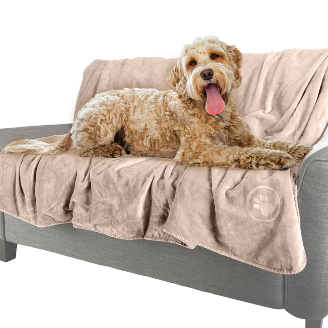 Front. PetMaker - Waterproof Dog Blanket 60x70-Inch Reversible Dog Blanket for Couch, Bed, or Car Protects from Spills, Stains, or Pet Fur - Tan.