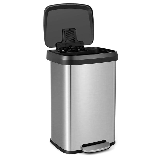 Front. Costway - Costway 13.2 Gallon Step Trash Can Stainless Steel Airtight Garbage Bin for Home Kitchen - Silver.