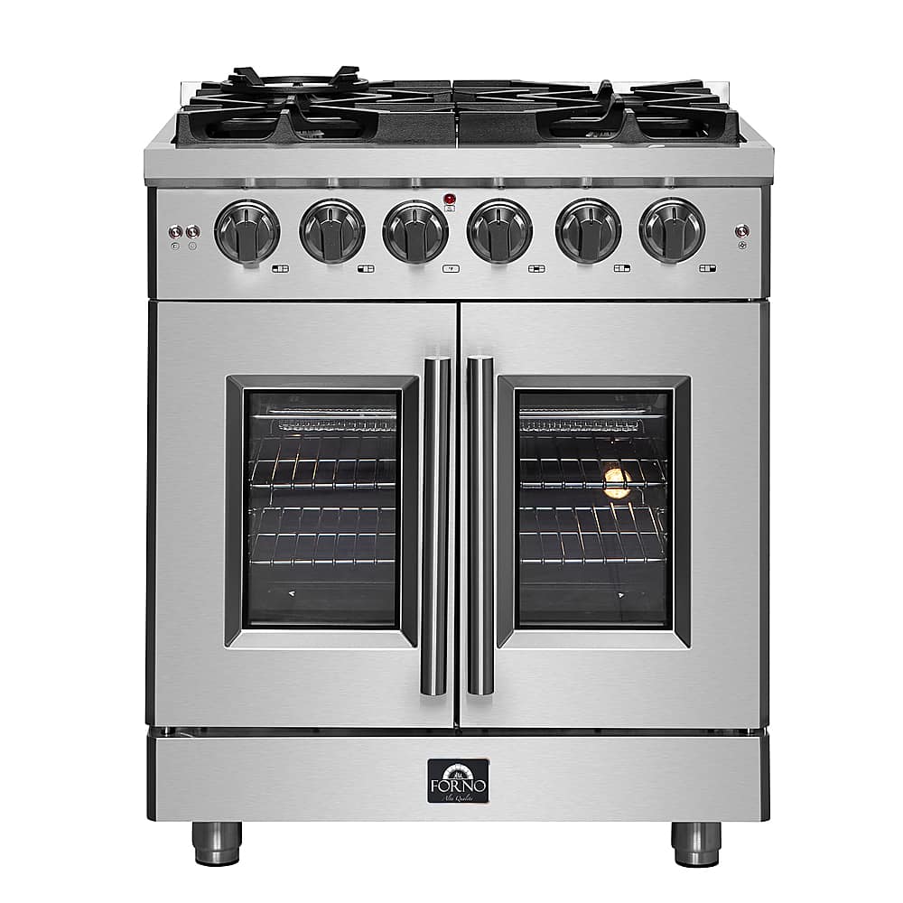 Forno Appliances - 30 in. Wide 5 Burner Massimo 4.32 cu. ft. Freestanding Gas Range with French Doors - Stainless Steel