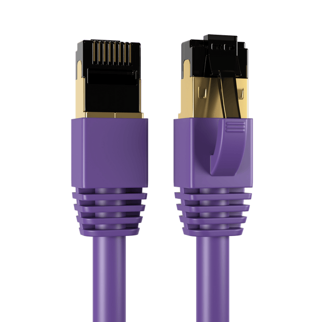 Front. Cables Direct Online - Cat8 Ethernet Cable 7FT, 40Gbps High-Speed RJ45 Shielded Copper Cord for Router, PC & Gaming - Purple.