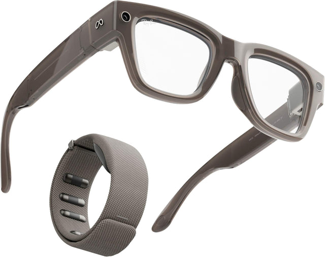 Front. Meta - Meta Ray-Ban Display & Neural Band | AI glasses with in-lens display - Shiny sand frame, standard - Sand band size 3 - Sand.