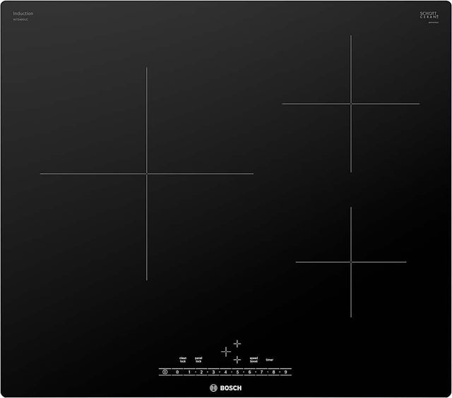 Front. Bosch - 500 Series 24" Built-In Electric Induction Cooktop with 3 elements - Black.