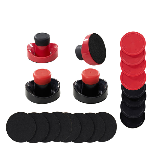 Front. MD Sports - MD Sports Air Hockey Accessories Set 4 Pushers, 8 Pucks, 8 Pads, Fits 60 to 72 in Air Hockey Tables, Red and Black.