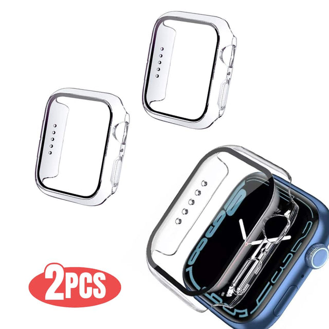 Front. Qixxronics - 2PCS Case for Apple Watch Series 6 5 4 SE1 SE2 [40mm], Built-in Tempered Glass Screen Protector - Clear.