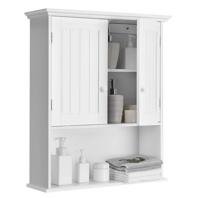 Front. Costway - Costway Wall Mount Bathroom Cabinet Storage Organizer Medicine Cabinet with 2-Doors  White - White.