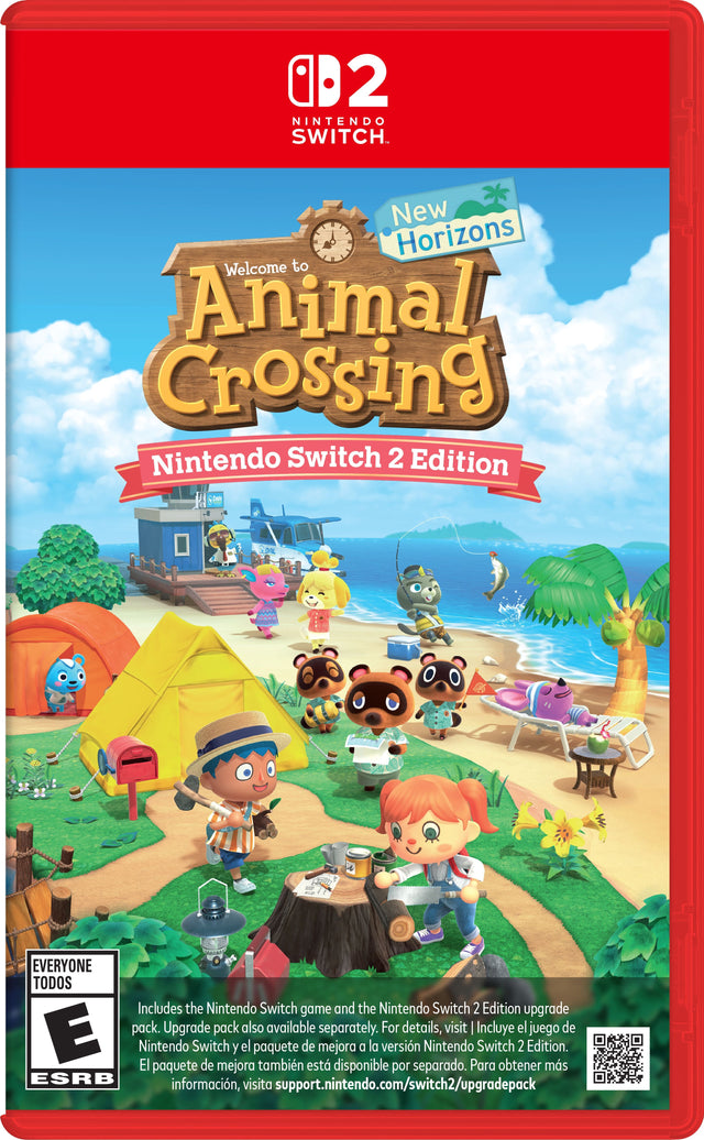 **Welcome to Animal Crossing: New Horizons**  
**Nintendo Switch 2 Edition**

**Includes the Nintendo Switch game and the Nintendo Switch 2 Edition upgrade pack.**  
**Upgrade pack also available separately.**  
**For details, visit support.nintendo.com/switch2/upgradepack**

**Todos**  
**Incluye el juego de Nintendo Switch y el paquete de mejora de Nintendo Switch 2 Edition.**  
**El paquete de mejora también está disponible por separado.**  
**Para obtener más información, visite support.nintendo.com/swi