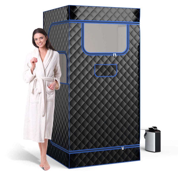 Costway - Portable Steam Sauna for Home Full Body Sauna Box with 3L Steam Generator - Black