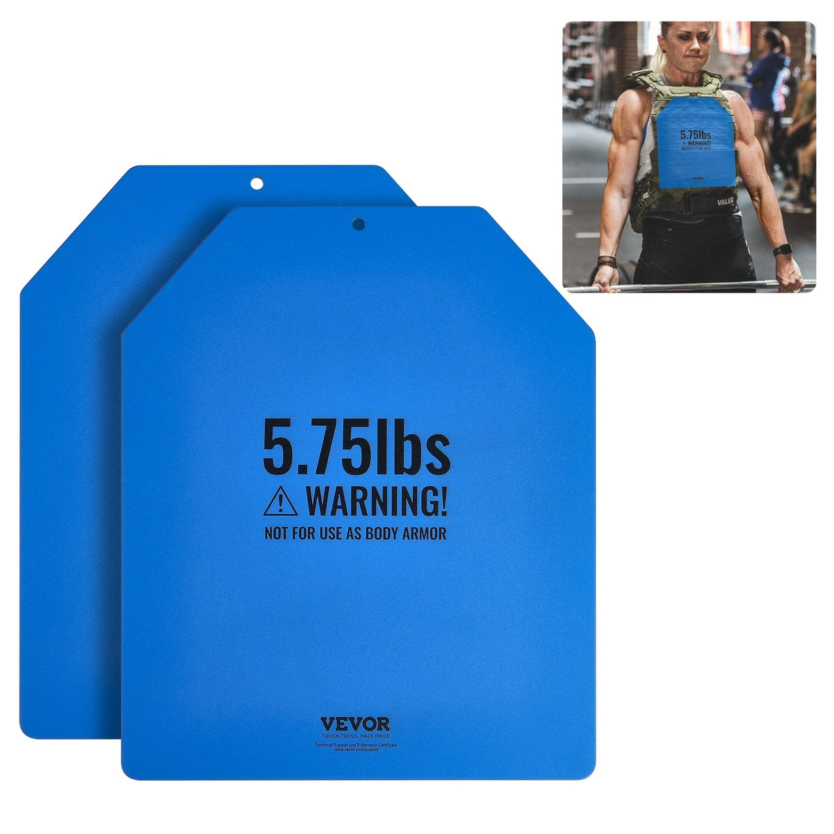 VEVOR - Weight Vest Plates, 5.75 LB Pairs, Premium Steel Weighted plates, Contoured Ergonomic Fit – WODs, Additional Weight - Matte Blue