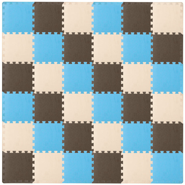 Front. ProSource - ProsourceFit Kids Solid Floor Play Mat 3/8-in, 36 sf - Blue/Brown/Beige.