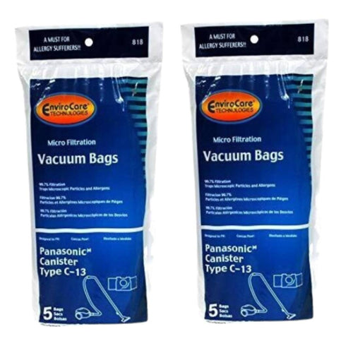 A MUST FOR ALLERGY SUFFERERS!!  
818  
EnviroCore TECHNOLOGIES  
Micro Filtration Vacuum Bags  
Panasonic Canister Type C-13  
5 Sacs