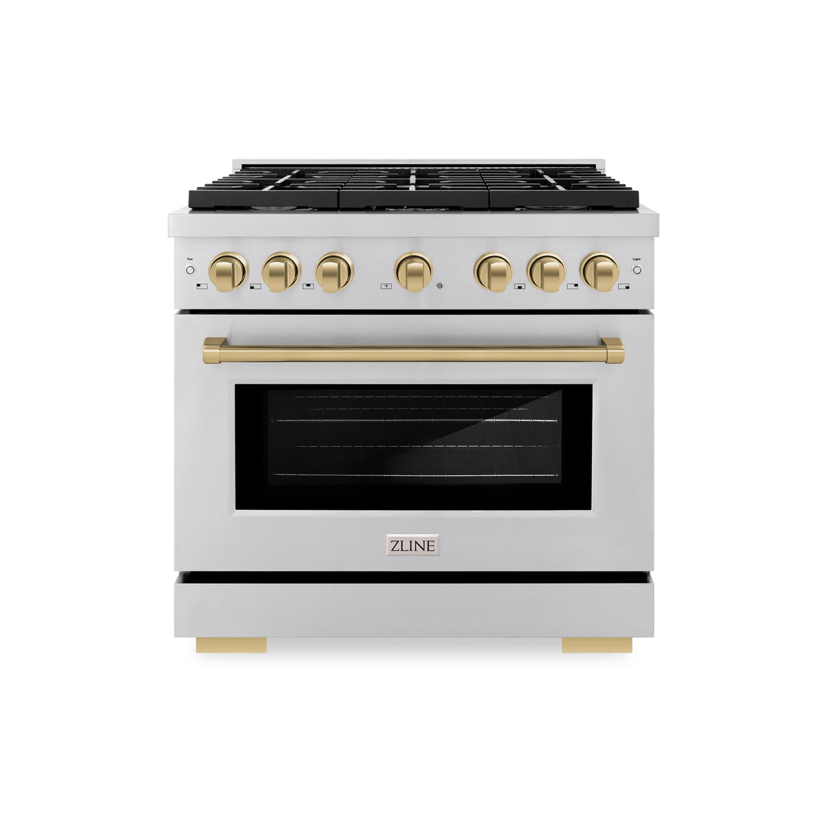 ZLINE - 36 in. Wide 6 Burner Autograph 5.2 cu. ft. Freestanding Paramount Gas Range with 6 Gas Burners with Bronze Accents - Stainless Steel