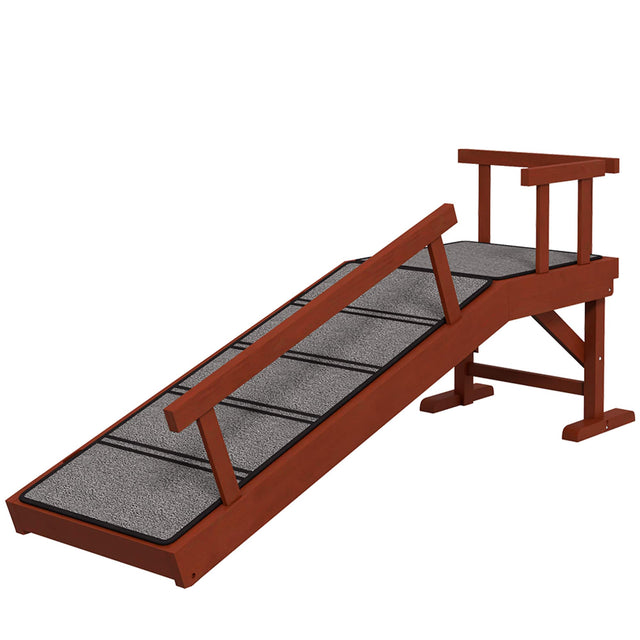 Front. Pawhut - Dog Ramp with Removable Guardrails, Non-Slip Surface - Brown.