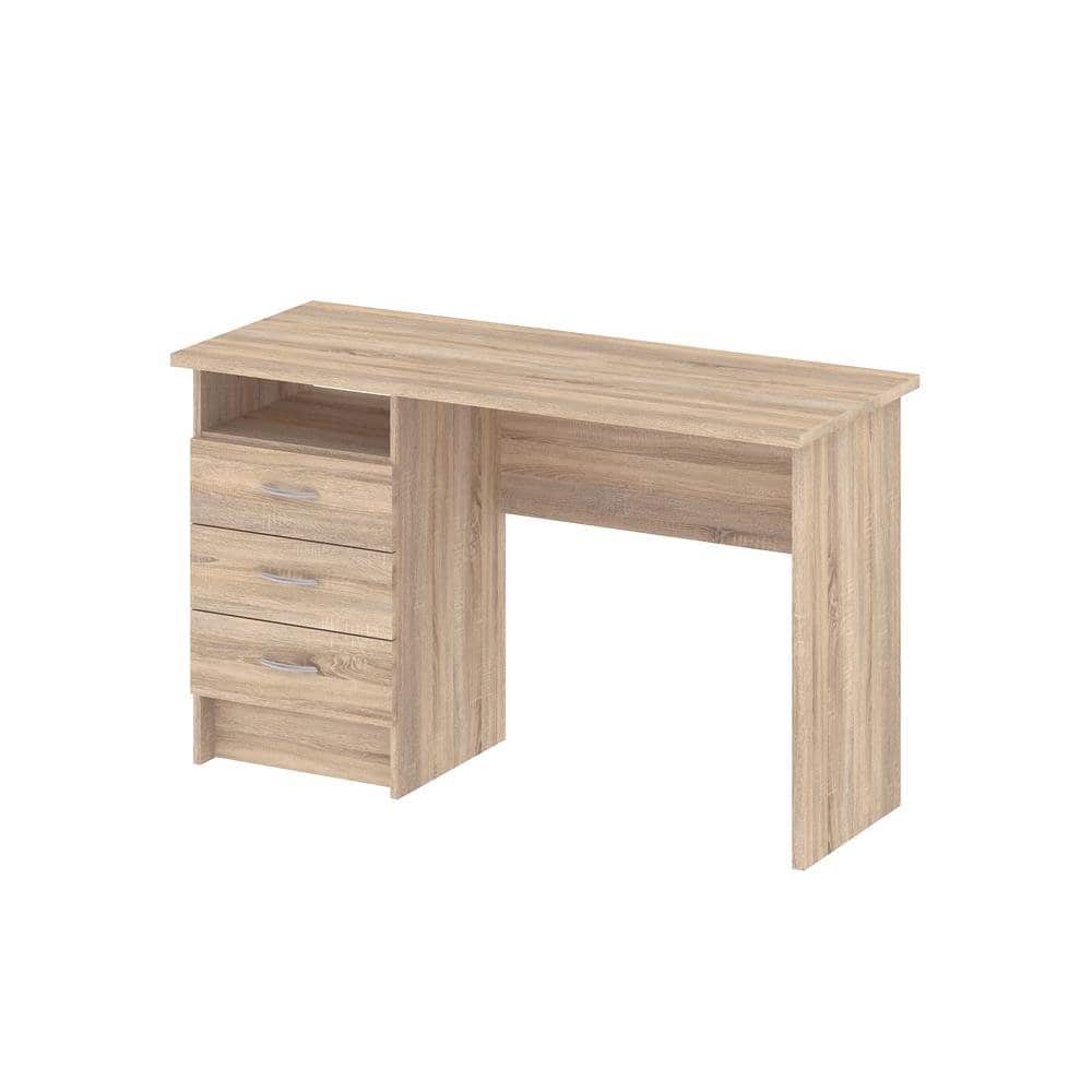 FurniFact - Office Desk with Drawers - Compact Desk with File Cabinet Storage - Brown
