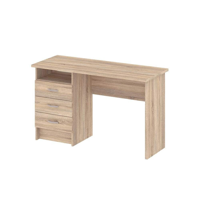 Front. FurniFact - Office Desk with Drawers - Compact Desk with File Cabinet Storage - Brown.