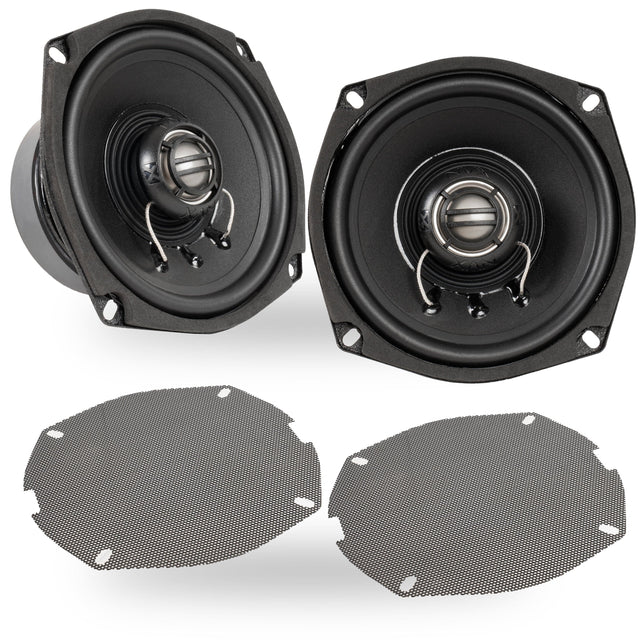 Front. NVX - XFHD5F 300W RMS 5.25" Front Fairing Speakers for 1998-2013 Harley-Davidson Touring Models (Pair) - Black.