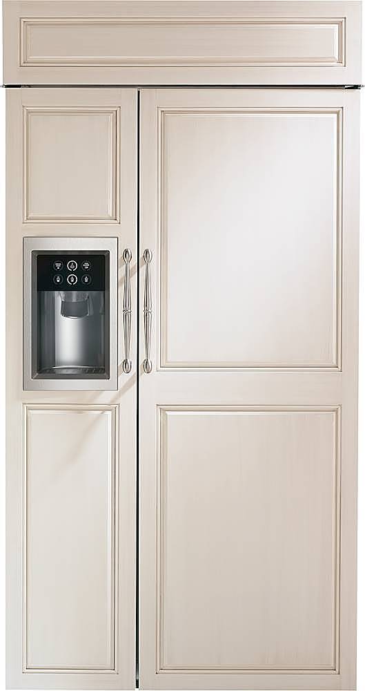Monogram - 42 in. Wide 24.4 Cu. Ft. Side-by-Side Built-In Smart Refrigerator with Dispenser - Custom Panel Ready