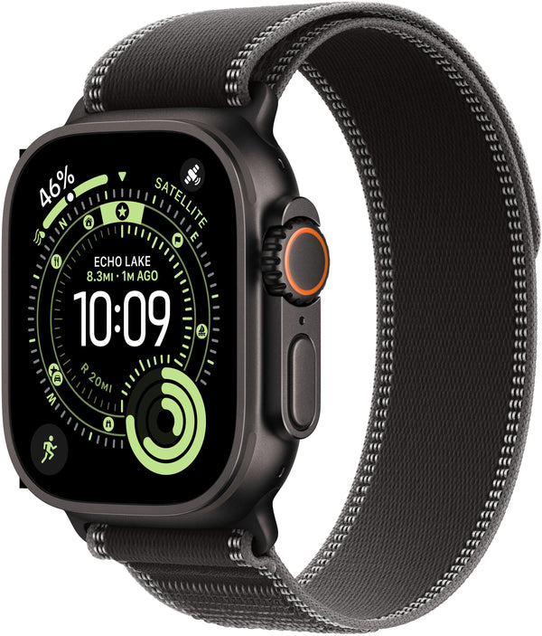 Apple Watch Ultra 3 (GPS+Cellular) 49mm Titanium Case with Black/Charcoal Trail Loop - M/L - Black (AT&T) - (2025)