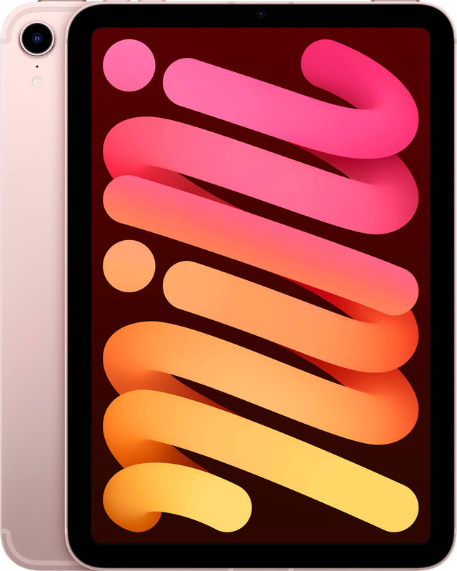 Front. Apple - Geek Squad Certified Refurbished iPad mini (6th Generation) Wi-Fi + Cellular - 256GB - Pink.