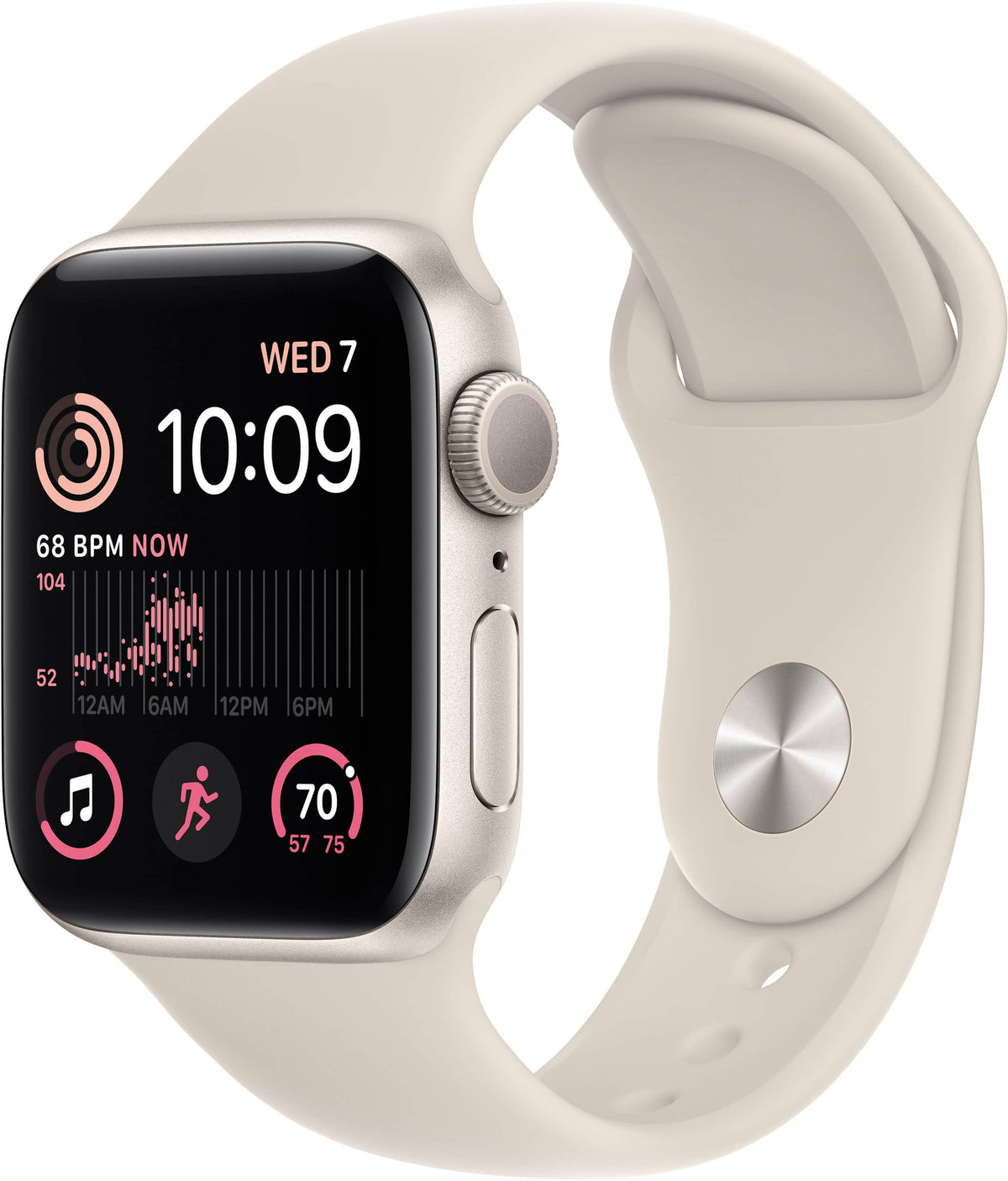 Apple Geek Squad Certified Refurbished Watch SE 2nd Generation (GPS) 40mm Aluminum Case with Starlight Sport Band - S/M - Starlight - (2022)