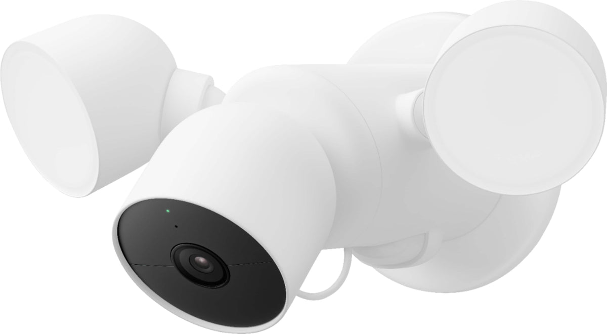 Google - Nest Cam with Floodlight - Outdoor or Wired - Smart Security Camera - Snow