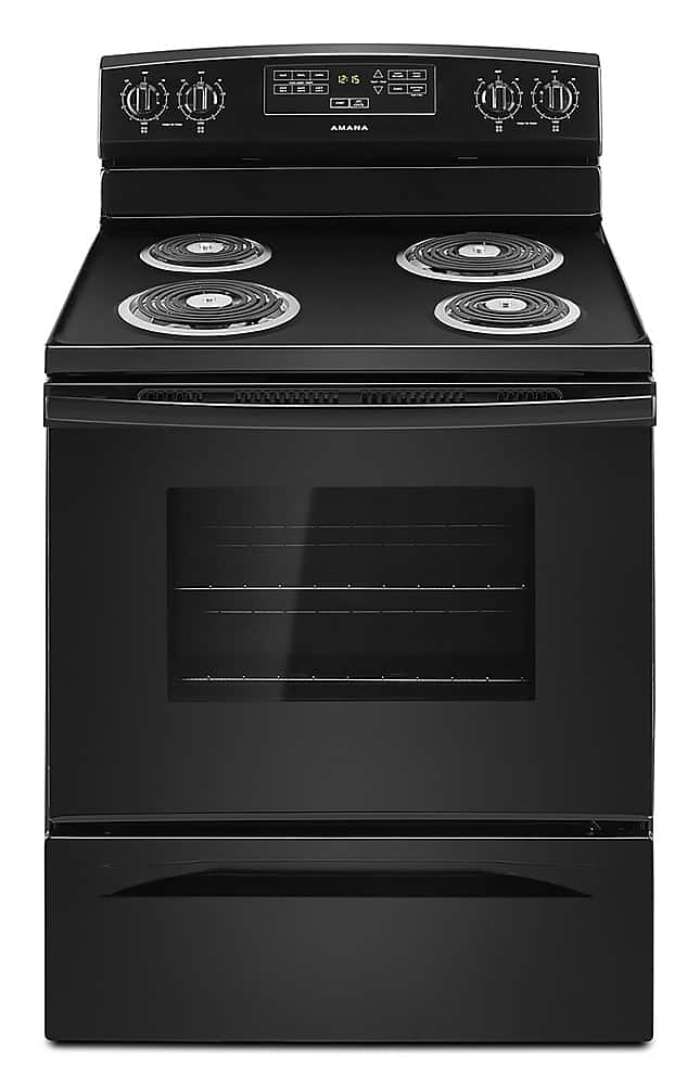 Amana - 30 in. Wide 4 element 4.8 cu. ft. Freestanding Electric Range - Black
